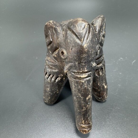 Vintage Hand Made Pottery Elephant Figurine Primitive Style Textured Figure VTG - Picture 6 of 11